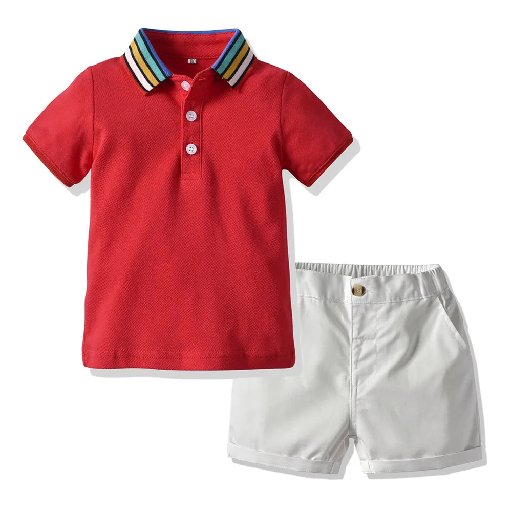 Nwada Little Boy Summer Clothes Sets 2 Piece Short Sleeves Striped Polo Shirt Shorts Kids Holiday Outfits 2-7 Years 