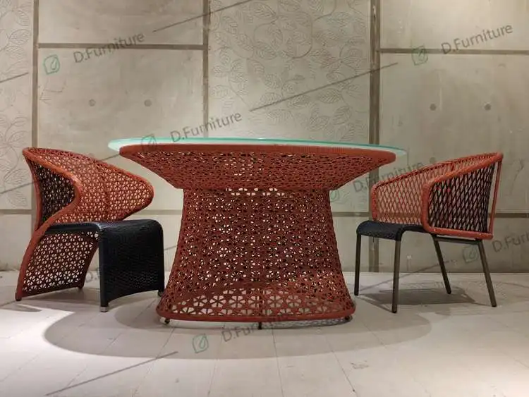 Contemporary Design Mixed Color Rattan Weaving Restaurant Outdoor Chair Design