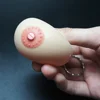 TPR breast squeeze ball toy keychain boobs water filled