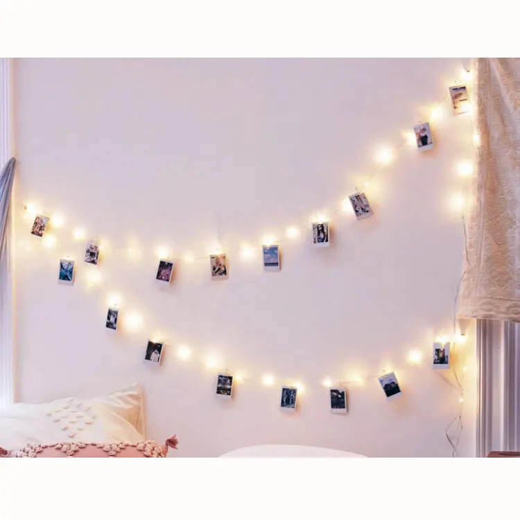 LED Photo Clip String Lights Fairy Lights with PVC Clips Wall Hanging Decorte string light for Bedroom Dorm Room Decoration