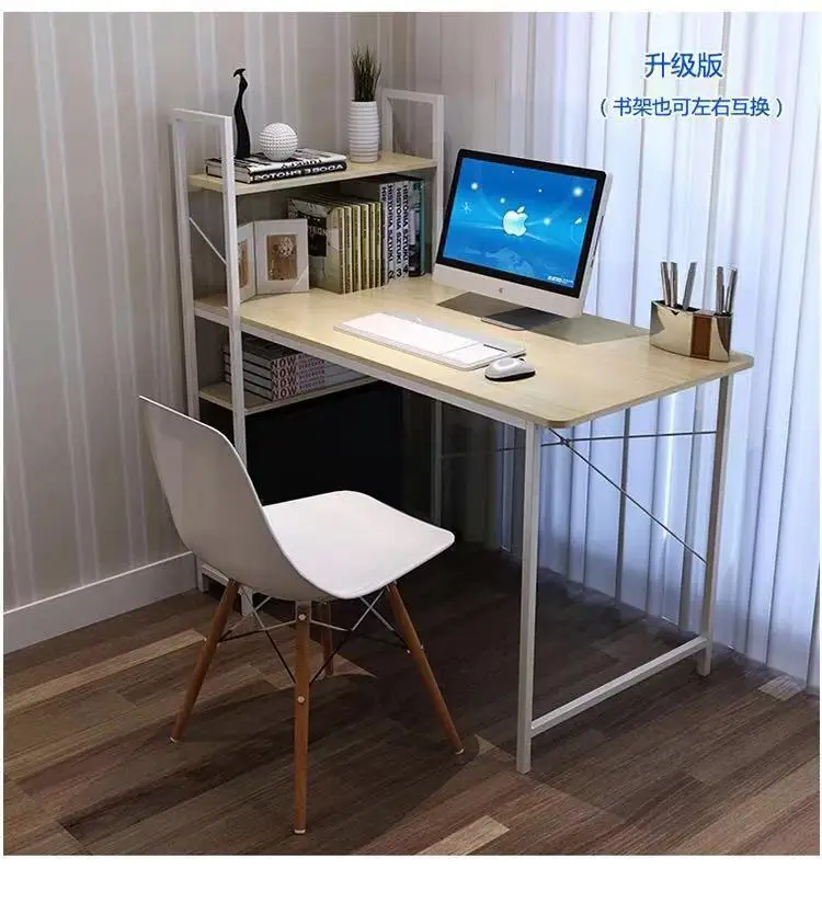 2020 Steel Wood Integrated Desktop Computer Desk For Student With Bookshelf