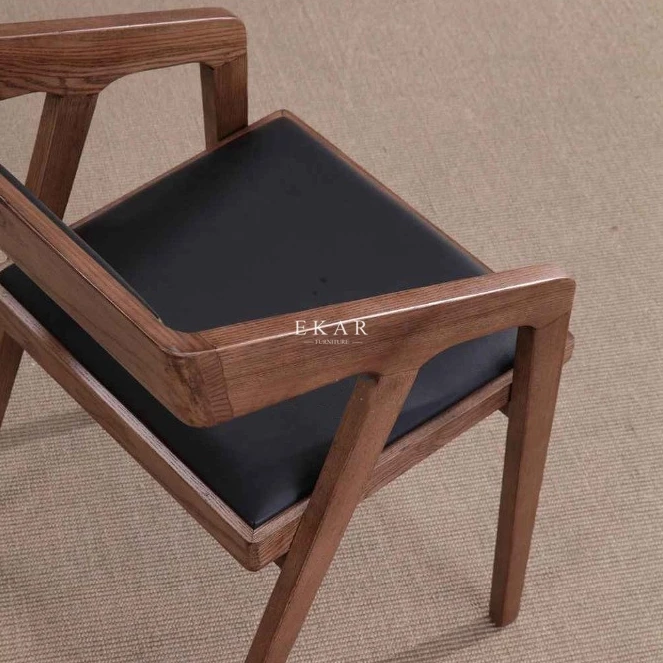 product wholesale discount walnut color solid wood black nordic teak wood minimalist dining room furniture dining chair-61