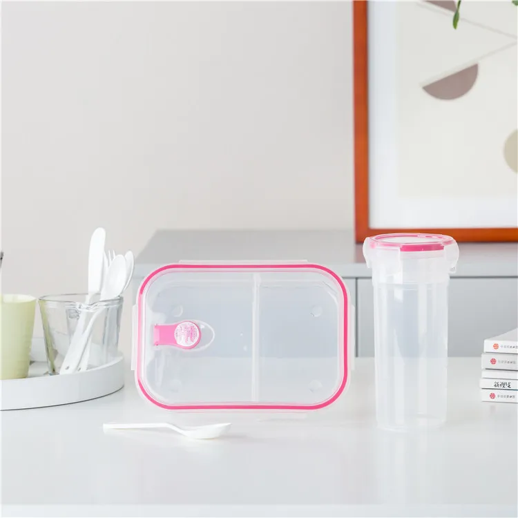 Eco-friendly school children used transparent plastic tiffin food lunch box with water bottle.jpg