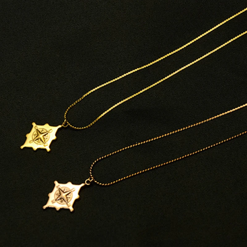 buy 小starburst项链北极星项链金色pole star吊坠分层北极星洗链