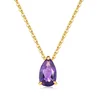 Fashion 14K Gold Plated 925 Silver Chain Rain Drop Natural Amethyst Pendant Necklace
