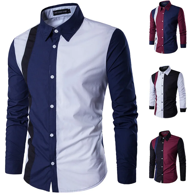 Camicia spici formale casual maschile a manica slim fit camicie in moda coreano tops coseding uomini wear839_voghion.com