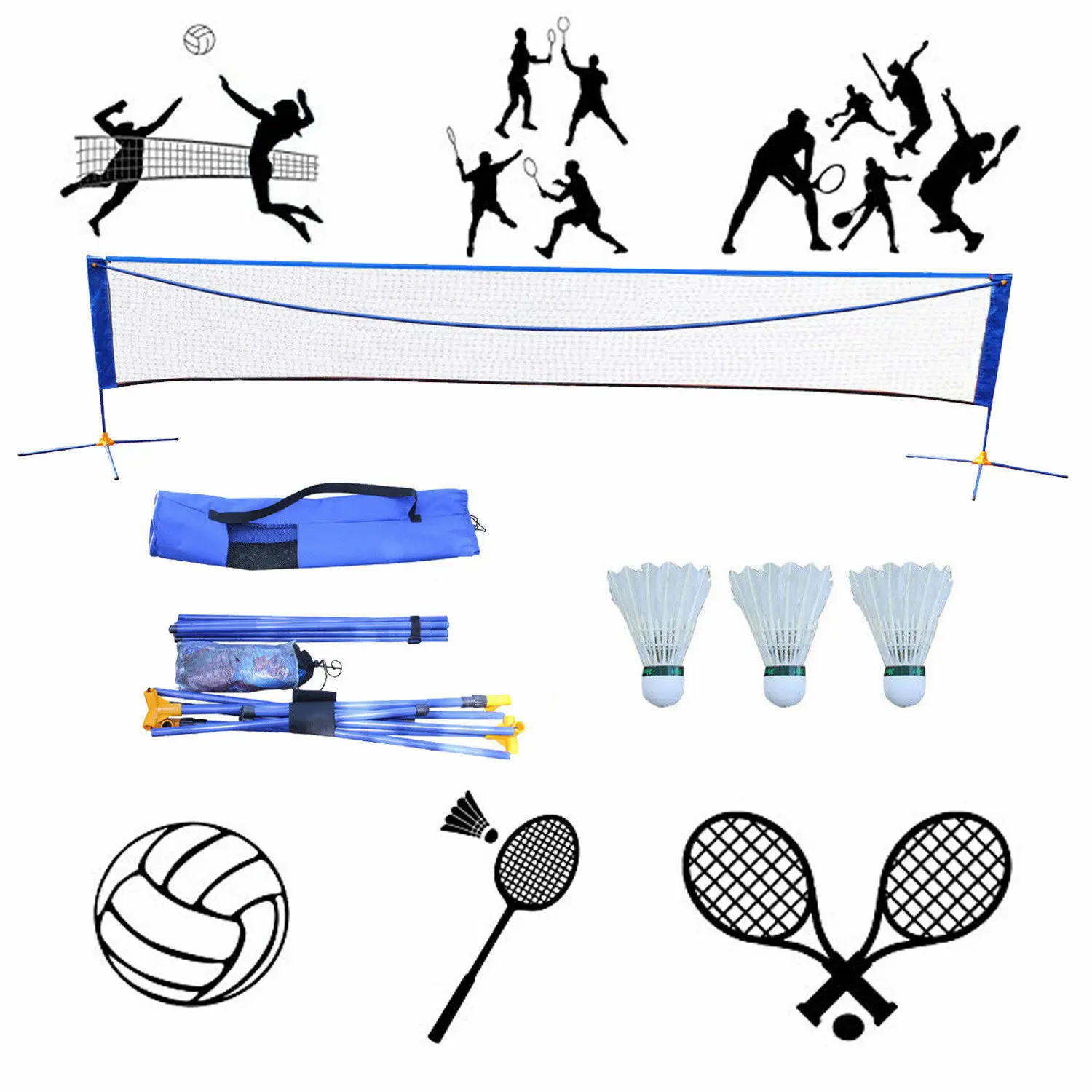 Hot Selling Custom Indoor Adjustable Foldable Portable Nylon Badminton