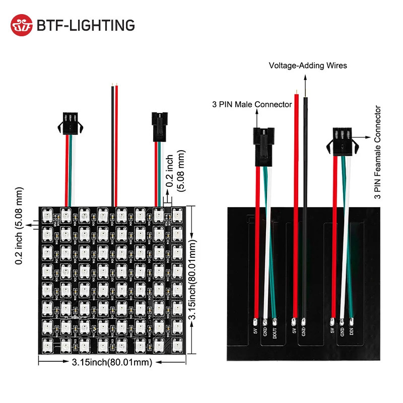 High resolution eco 5v 8x816x16 8x32 eco digital led panel light ws2812b