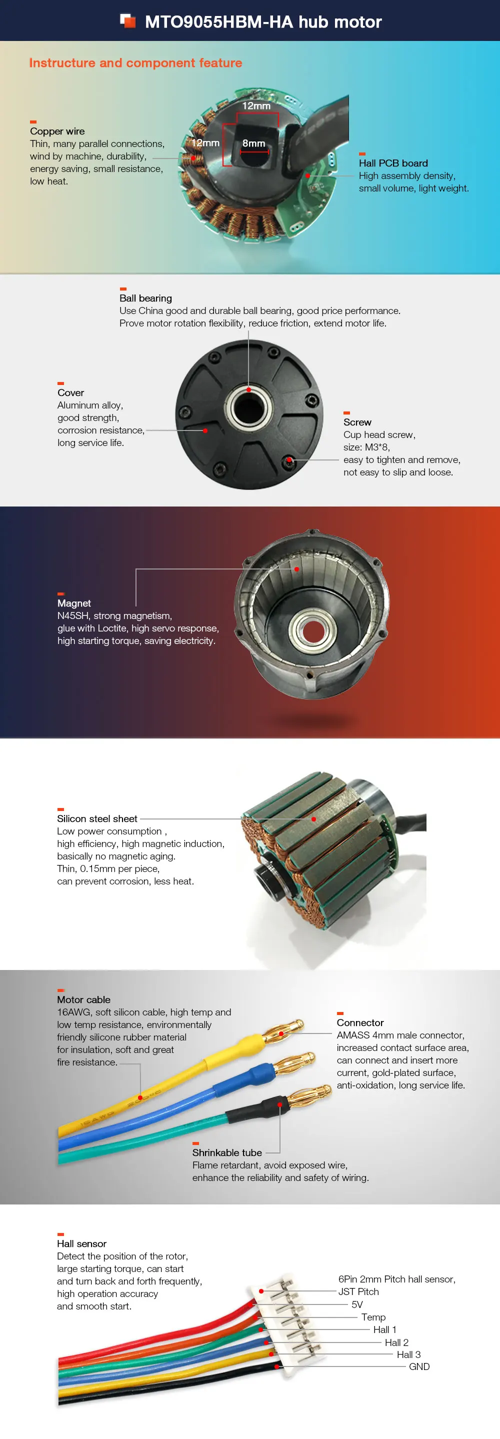 Maytech Electric Longboard Hub Motor 9055 100kv With Truck Hub Motor