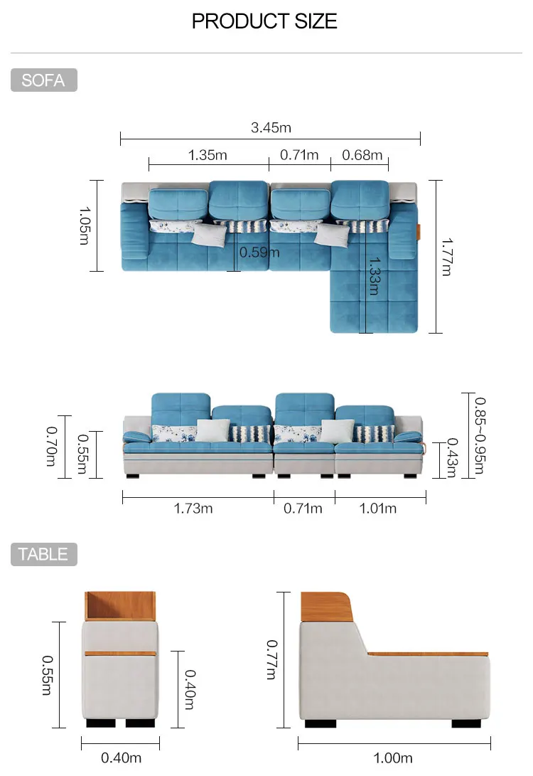 L Shape Sofa Set Price Modular Modern Deep Seat Adjustable Headrest Sofa Sofa