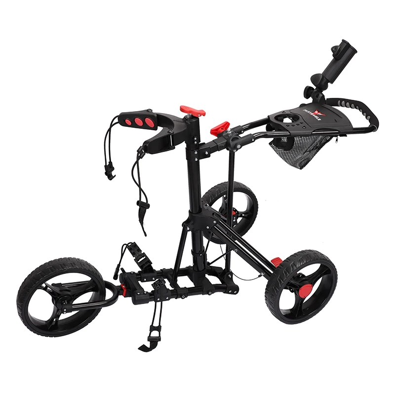 Playeagle Golf Push Cart Swivel Foldable 3 Wheels Pull Cart Golf