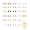 Design high quality diamond studded flower unicorn stud 30 pairs earrings set,gold plated jewelryfashion earrings