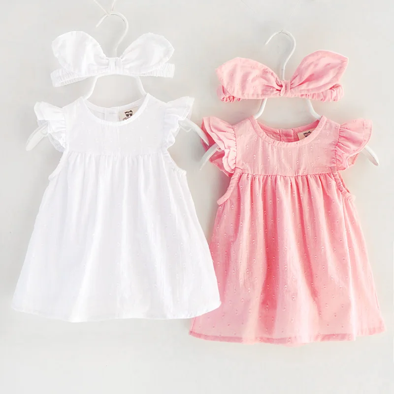 Newborn Baby Girl 100% Cotton Clothing Toddler Infant Girl's Cute Bow Dress 