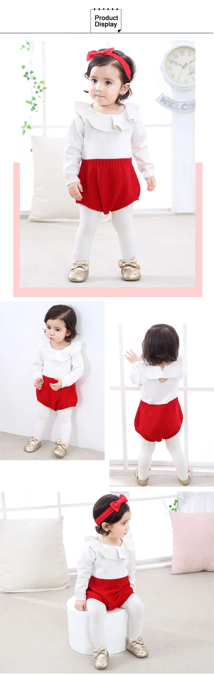 Knitted Romper Long Sleeve Infant Cartoon Romper Bunny Sleeve Long Winter Jumpsuit Newborn Baby Gift Set Clothes