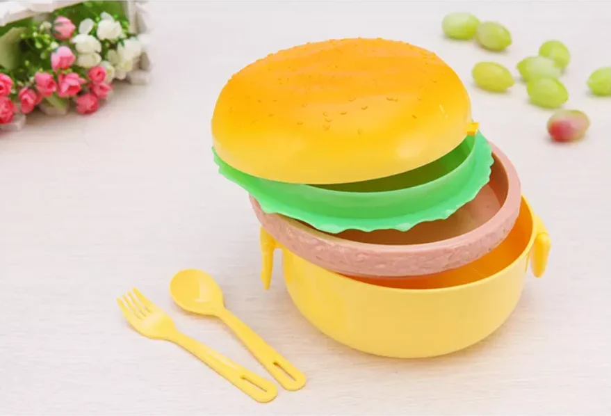Burger Shape Creative Plastic Lunch Box Snack Storage Box Snack Fruit