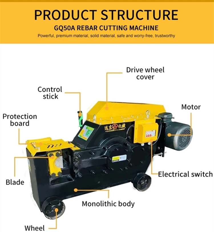 Round Flat Angle Manual Rebar Cutting Machine 4kw 380v Iron Bar Rebar