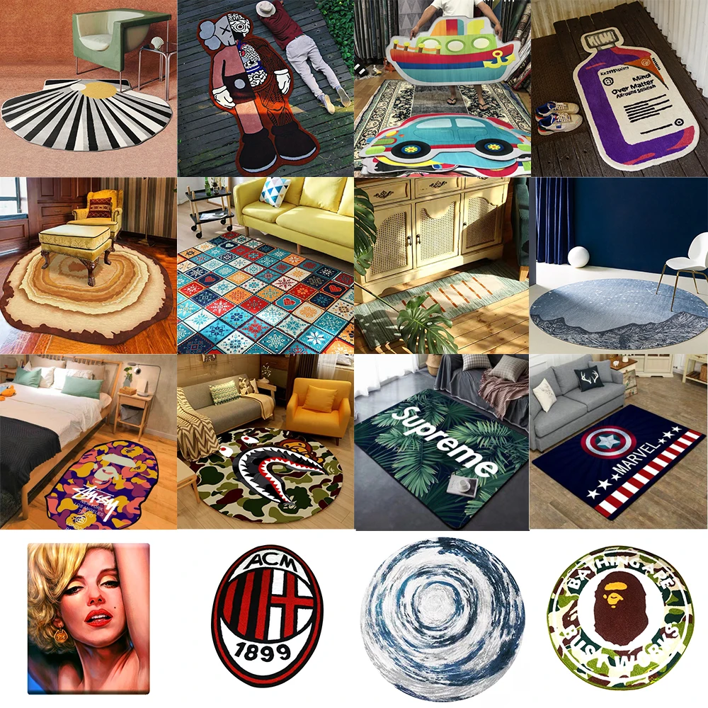 Printing Customized Personal Logo Design Handmade Area Rugs Carpet