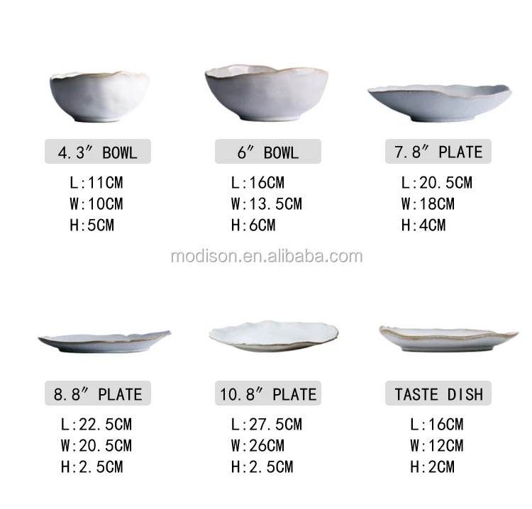 Nordic Ceramic Tableware Irregular Rice Bowl Dessert Salad Bowl Flat Plates Sets