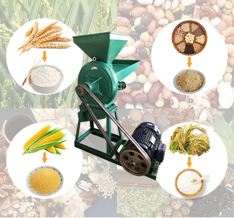 Small Animal Feed Grain Corn Maize Disk Flour Mill Wheat Crusher Grinder Grinding Milling Machine Price