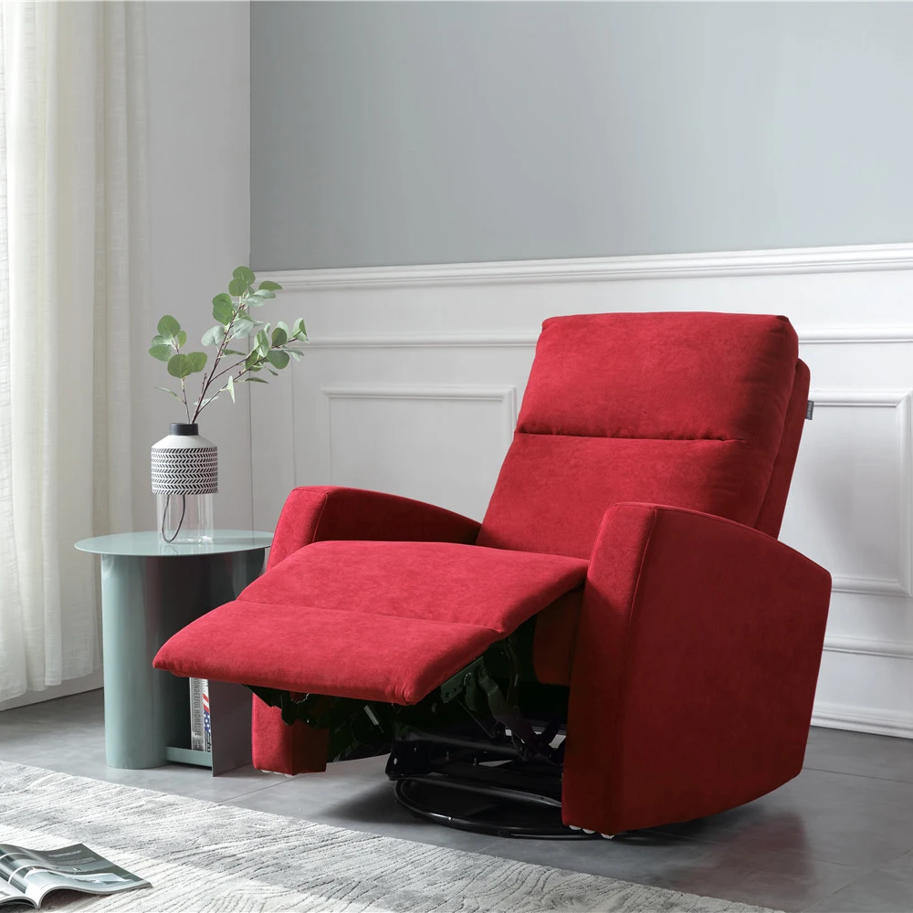 Red Mechanism Modern Single Reclining Chair with Footrest