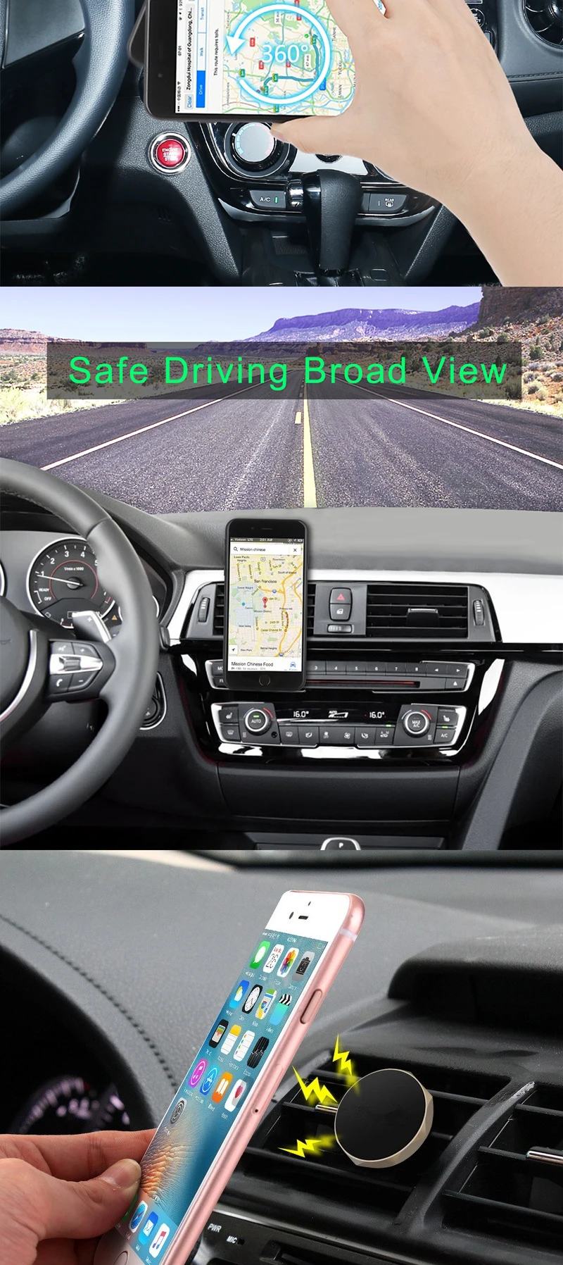 Eonline For iPhone 6 7 8 Plus X Air Vent Mobile Phone Car Mount Stand Holder For Xiaomi Universal Magnetic Car Phone Holder