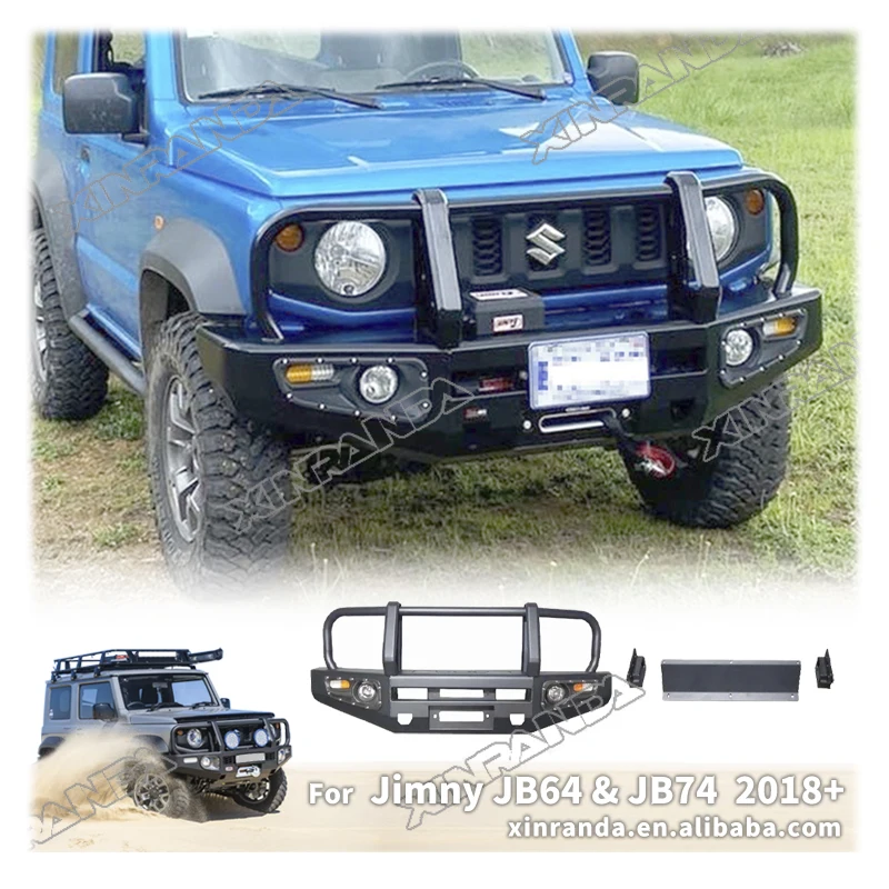 Steel Front Bumper With Winch Mount Jimny Jb74 Accessories Front Bumper For Suzuki Jimny Jb64