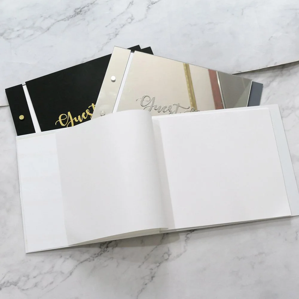 Custom Wedding Reception Vintage Black Acrylic Cover Guest Book
