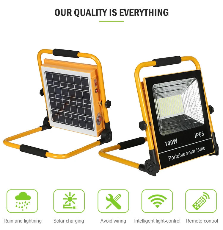 Outdoor Rechargeable USB Charging Emergency Lamp Ip66 Waterproof 50watt 100watt LED Solar Power Flood Light