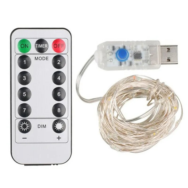 10M wireless remote control USB type fairy copper wire  light christmas birthday  gift box decoration  led string light