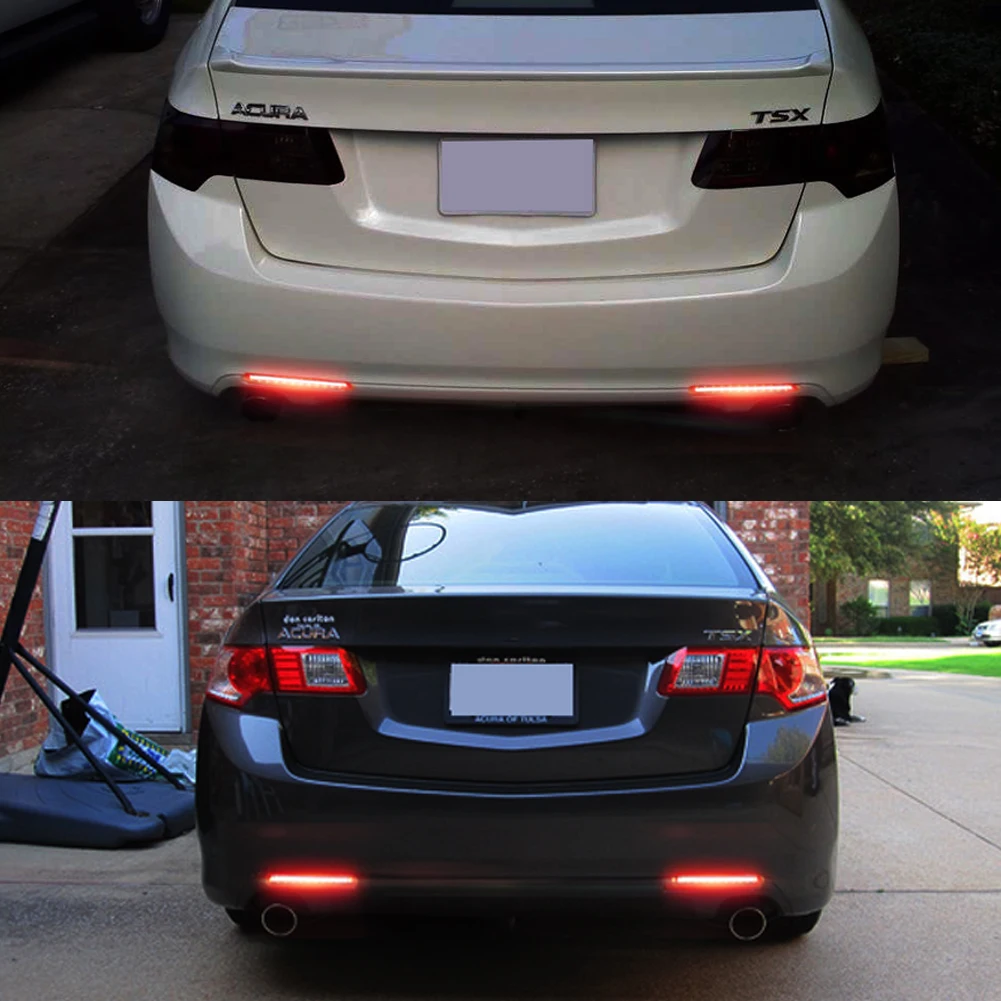 Plug-and-Play LED Tail Lights For Acura TSX (2004-2008) & Honda CRV (2005-2006) – Super Bright Red Rear Bumper Lights
