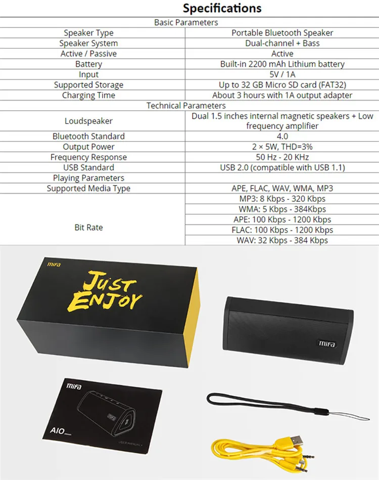 MIFA A10 wireless 10W Portable Outdoor Column Wireless Hifi Soundbar T&G Speaker with USB and TF Card - ANKUX.COM