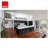 Loft house use scratch resistant black kitchen cabinet with breakfast bar table