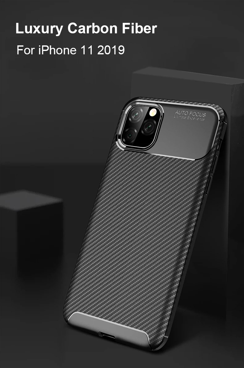 Carbon Fiber Protective Cover for iPhone 11 pro  Max Luxury Case for iPhone 11 Phone Case