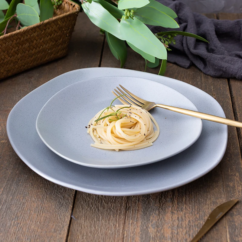 eco-friendly matte glaze irregular restaurant serving dinnerware ceramic food pasta dinner plates .jpg