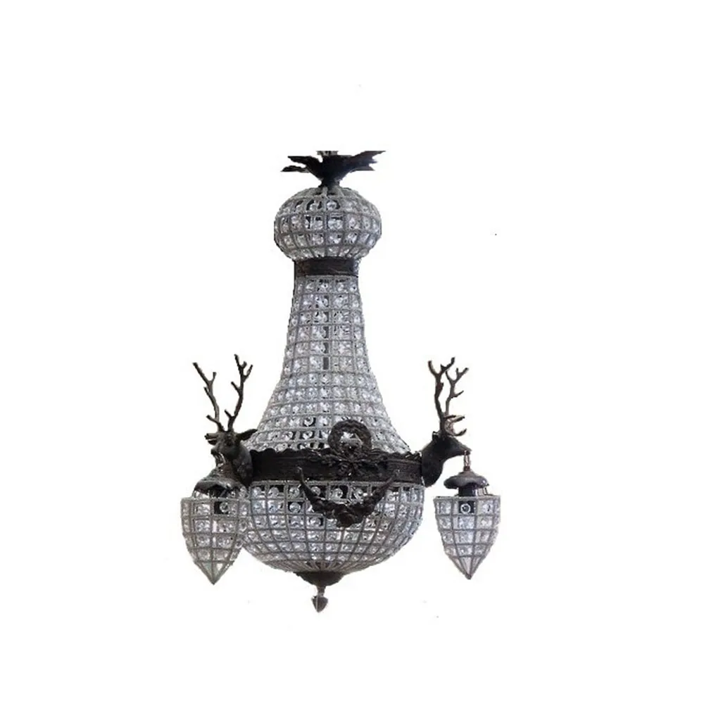 Small 4 Arm Stag Head Hanging Basket Chandelier