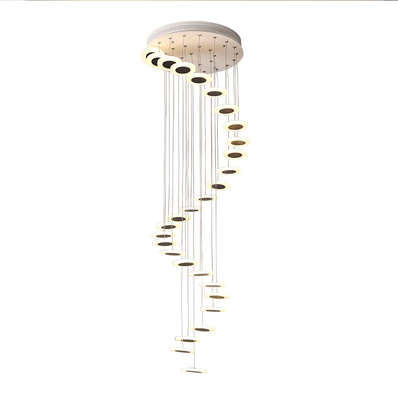 Modern spiral long stair hanging led chandelier