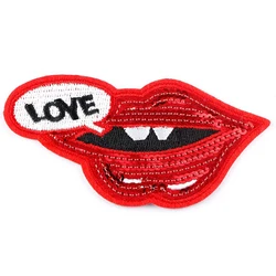 2021 Bulk Free samples OEM clothing accessories embroidery sequin letter patch Lips cloth patches