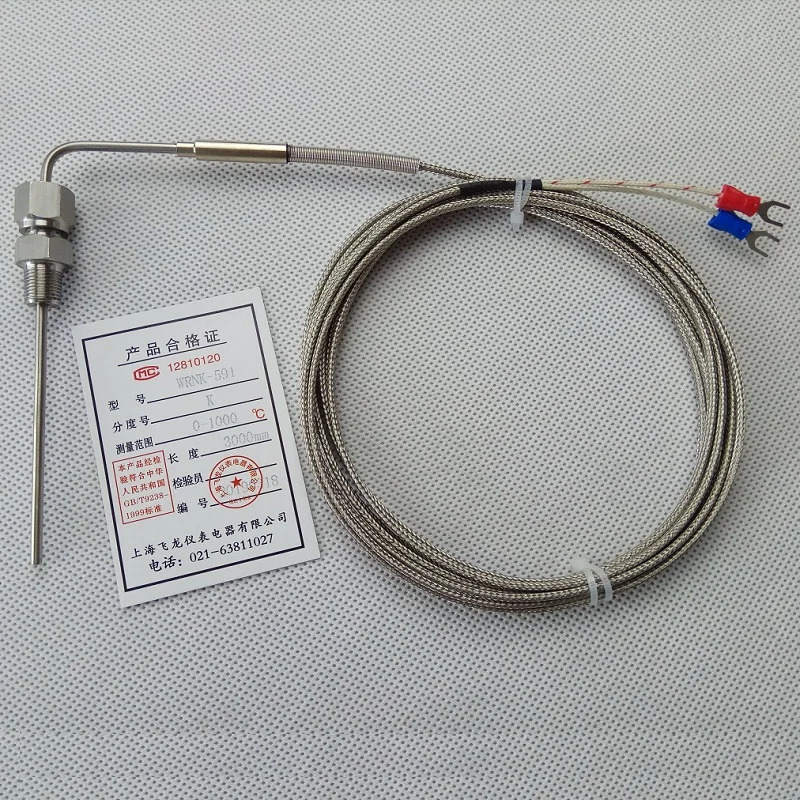 1~5m Exposed Tip EGT K Type Temperature Sensors for Exhaust Gas with 1/8" NPT 