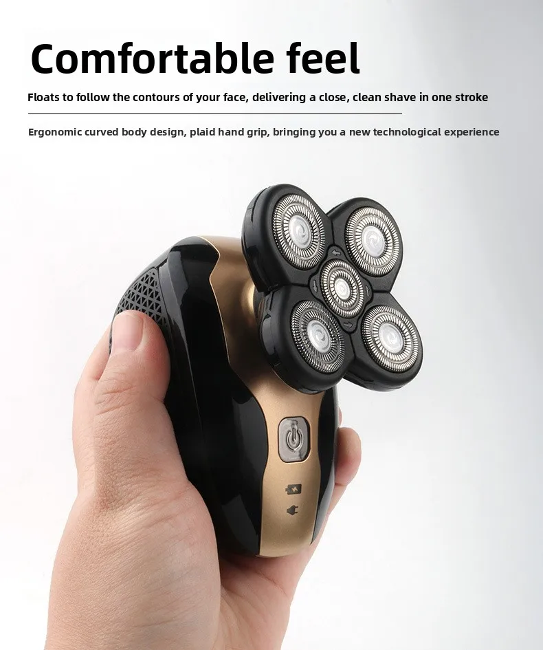 Custom 5-Blade USB Electric Shaver Bald Machine Washable Multifunction 5 in 1 LED Display Household Electric Shaver