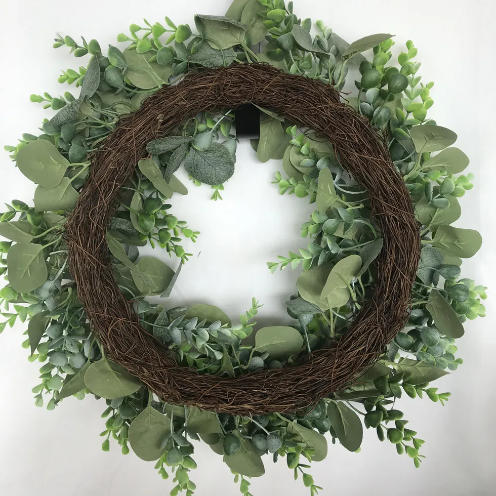 20 Inch Artificial Leaves Green Eucalyptus Wreath For Front Door Wreath ...