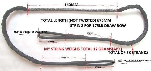 REPLACEMENT CROSSBOW STRING 175 lb 28" Long 