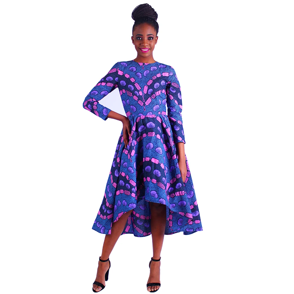 新感觉服装南非长袖加上大小打印礼服的女性