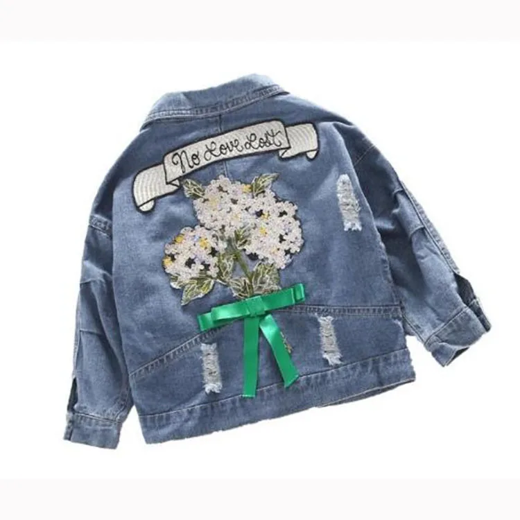 
Girls demin jacket 3-15T kids coat autumn baby girls tops kids jeans baby outwear 