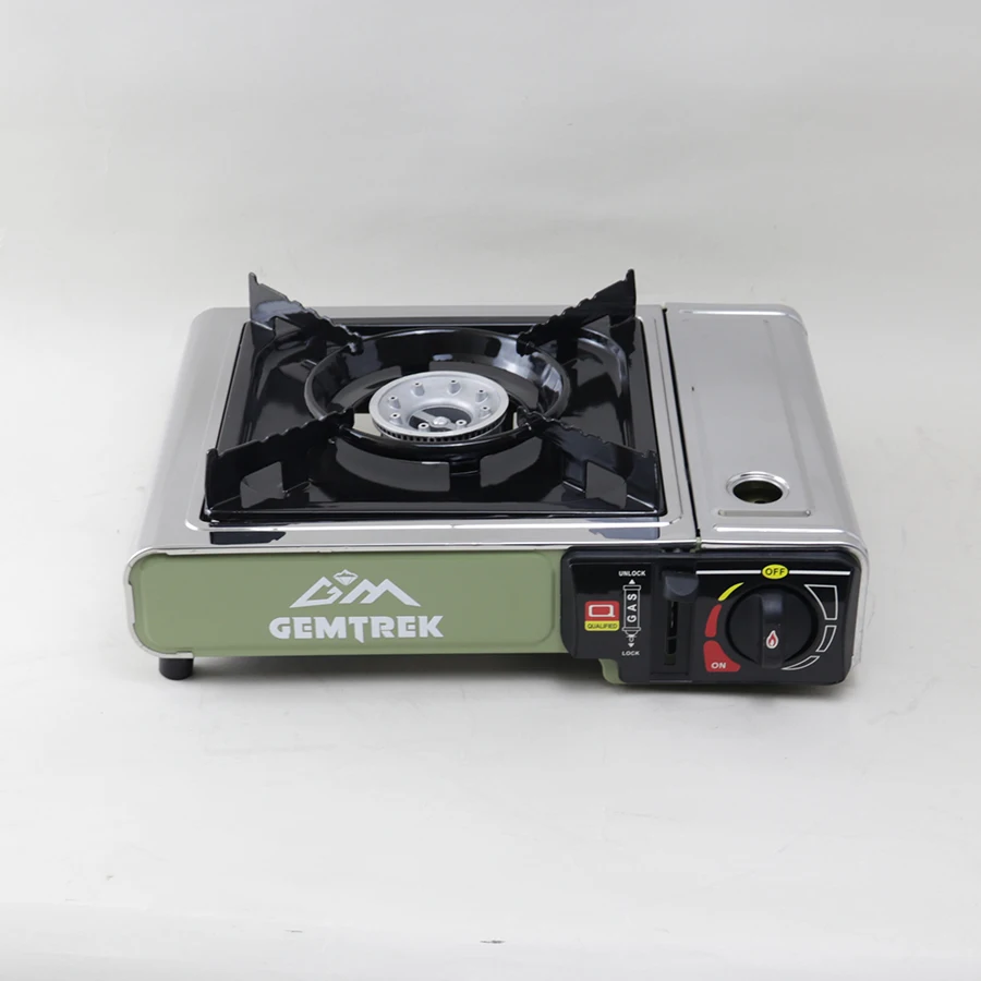 Portable Stainless Steel Butane/Propane Manual Simple Gas Stove for Outdoor Camping BBQ & Picnic Travel with Storage Box
