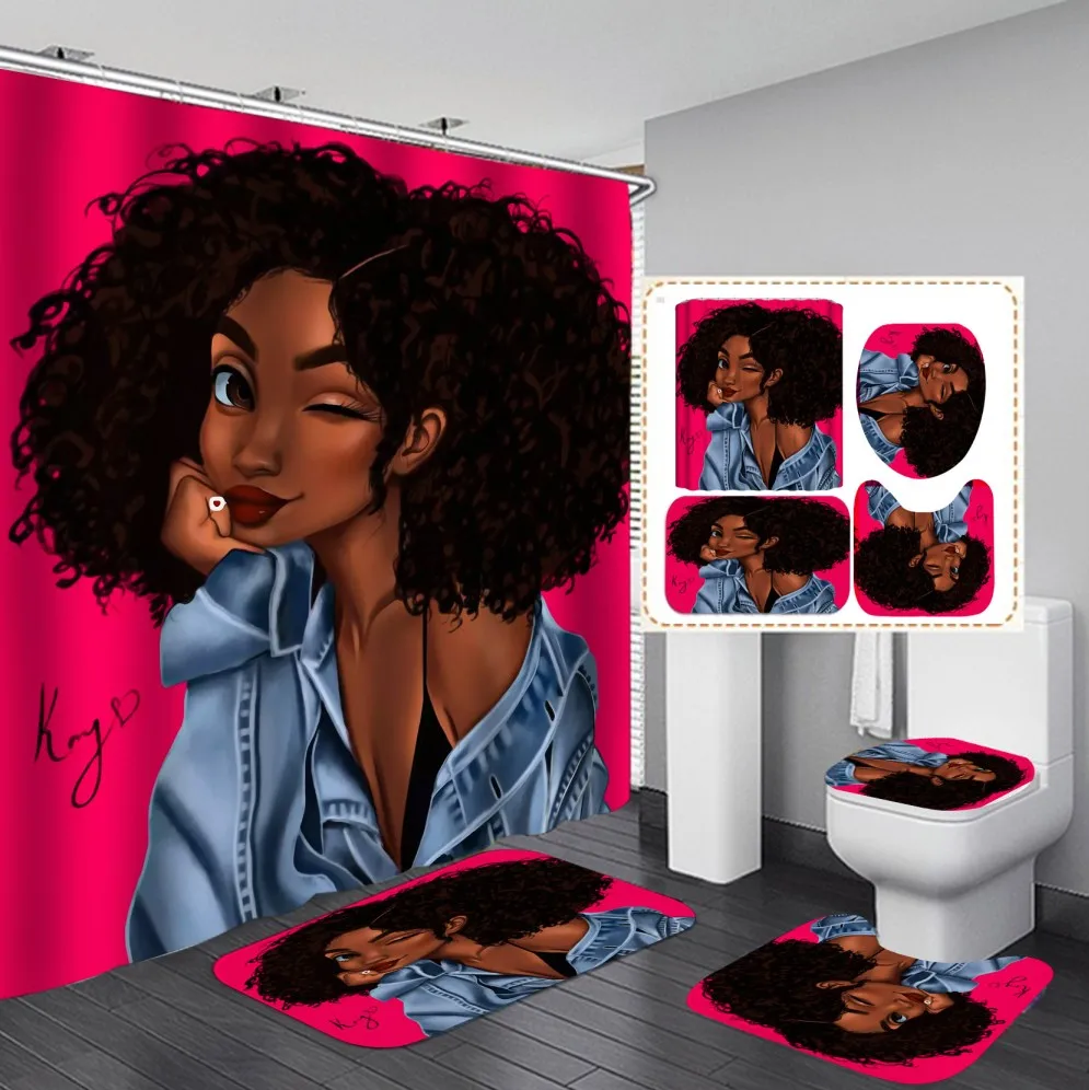 Custom Afro African Sweets Sexy Black Girls Magic Bath Rugs Shower