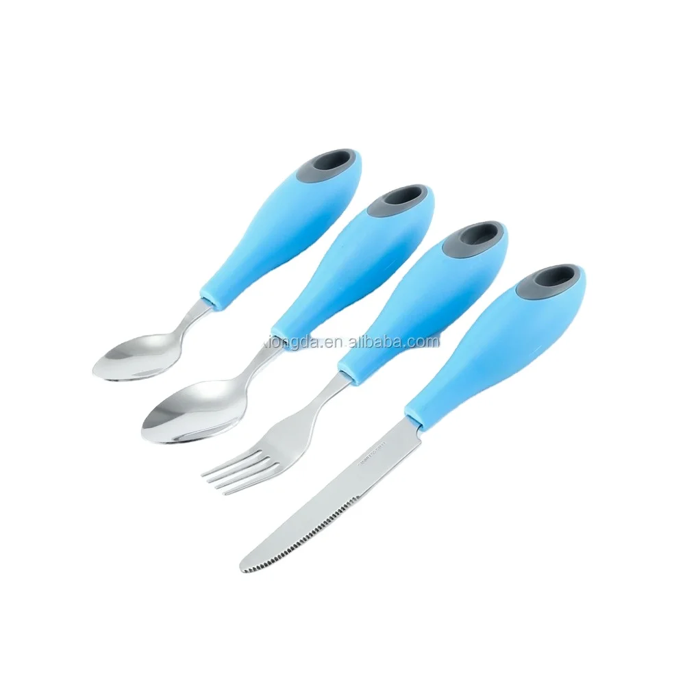 Easy Grip Cutlery 4 Piece Set Adaptive Utensils For The Elderly With