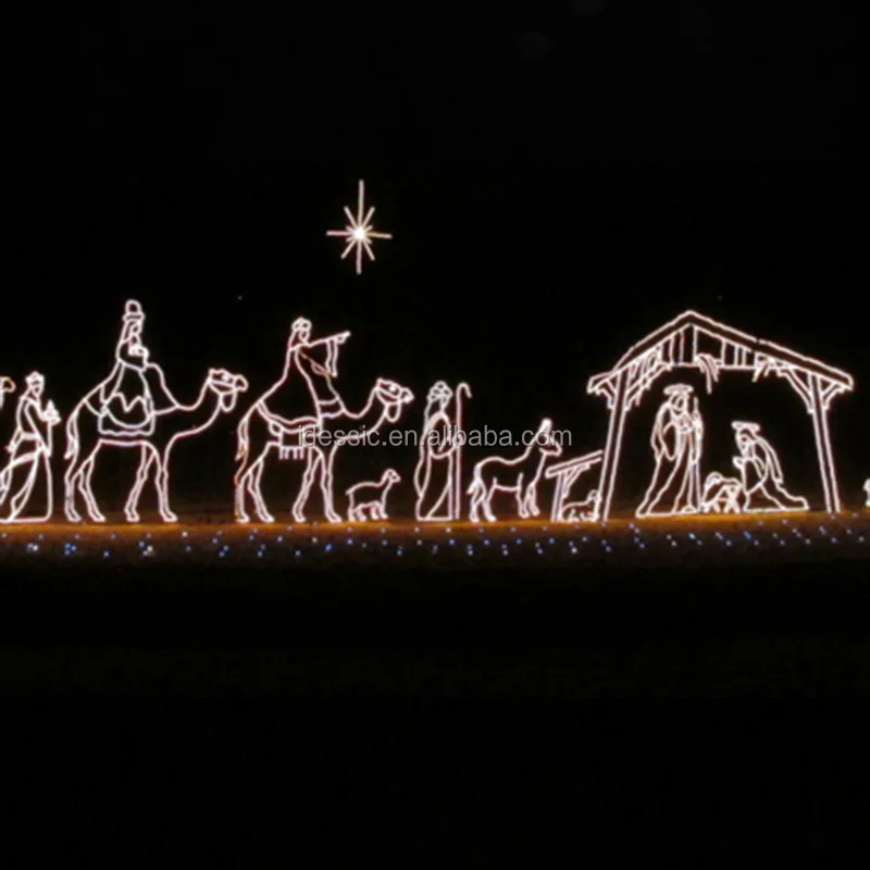 Outdoor 2d Led Christmas Lighted Nativity Scene Set For Commercial ...