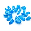 Wholesale blue tiny angel aura electroplating mystic raw quartz crystal points for jewelry pendant making