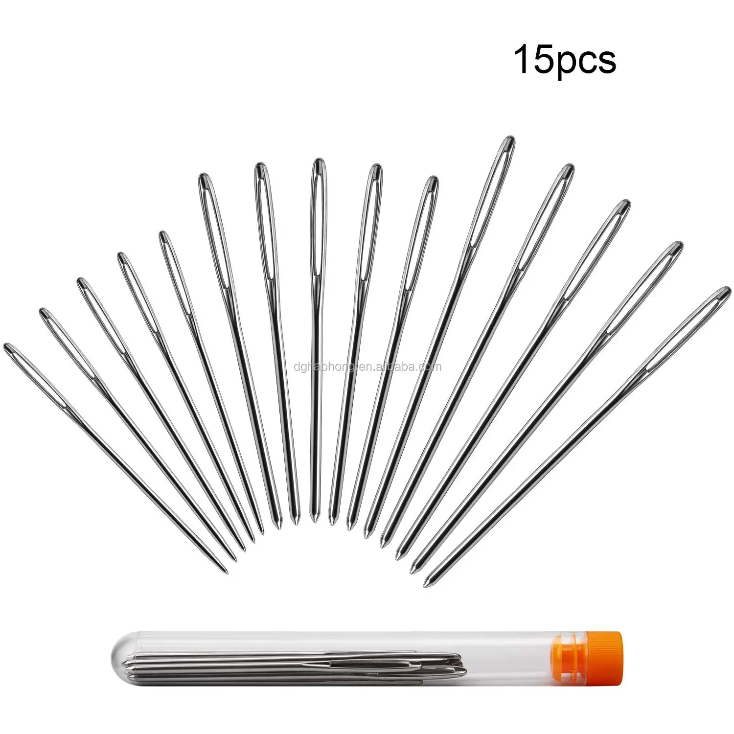 15 Pcs Big Eye Hand Sewing Needle Needles With A Clear Storage Tube ...