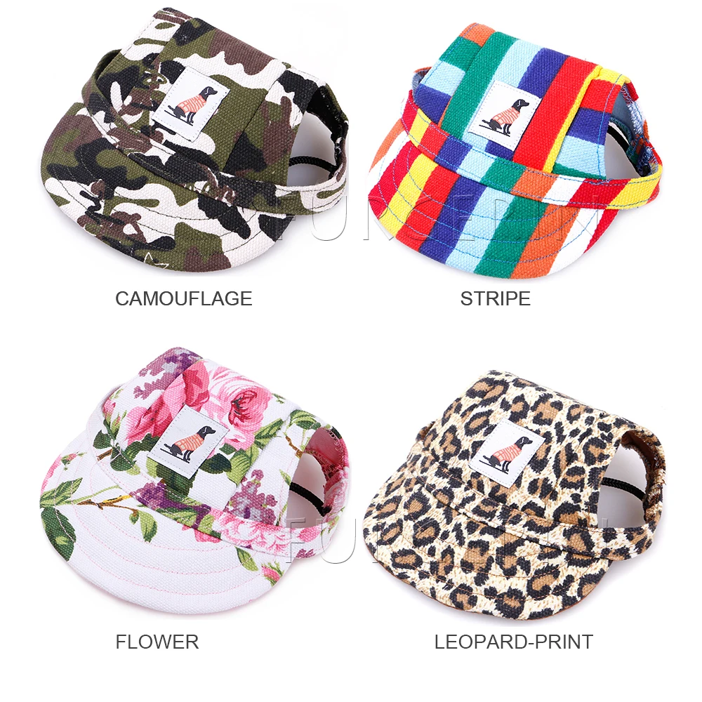 Dog Hat With Ear Holes Adjustable Summer Canvas Baseball Cap Dogs Sport